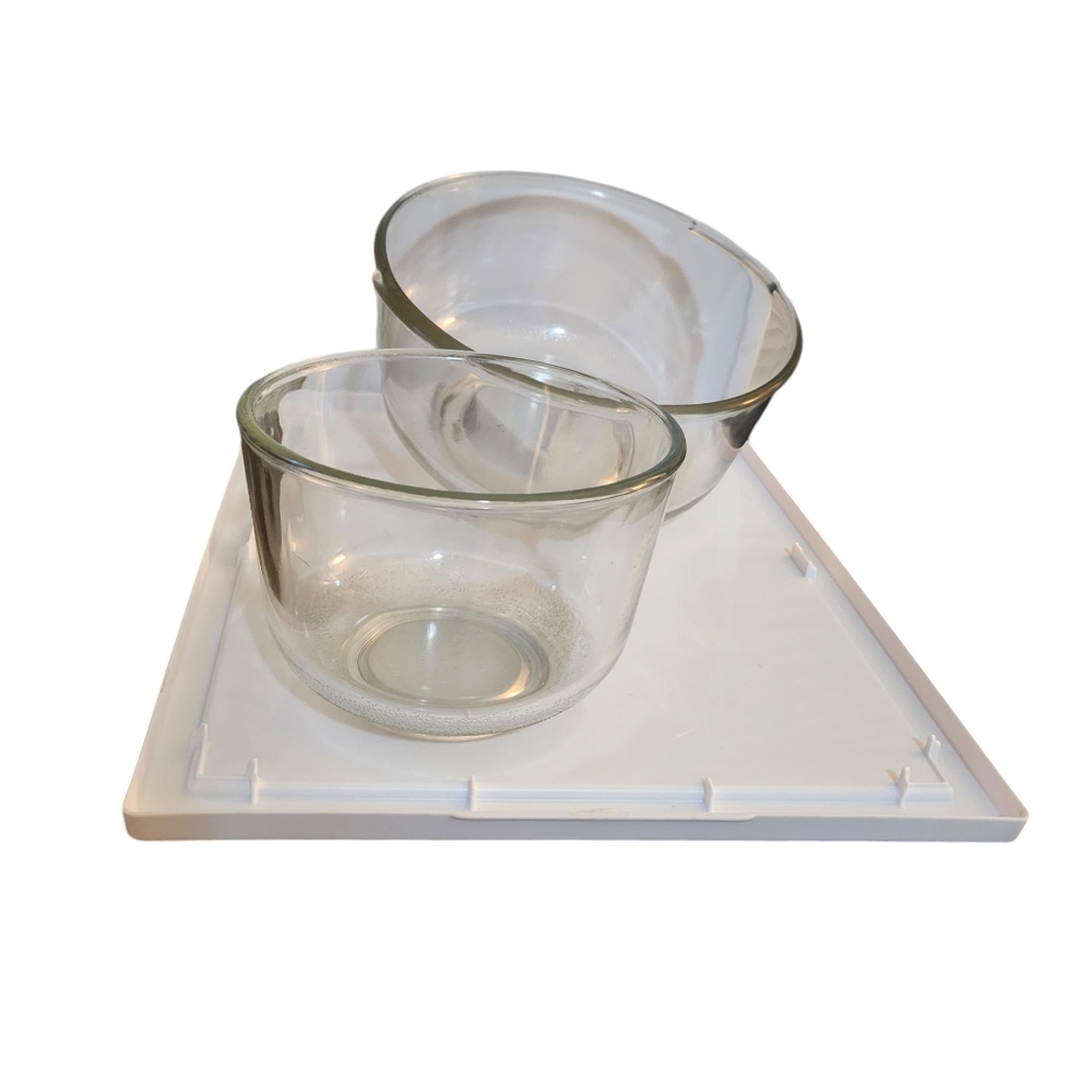 Set of 2 Mixing Bowls Oster Kitchen Center Glass 4 & 1-1/2 Qt Combined wgt 5.2#
